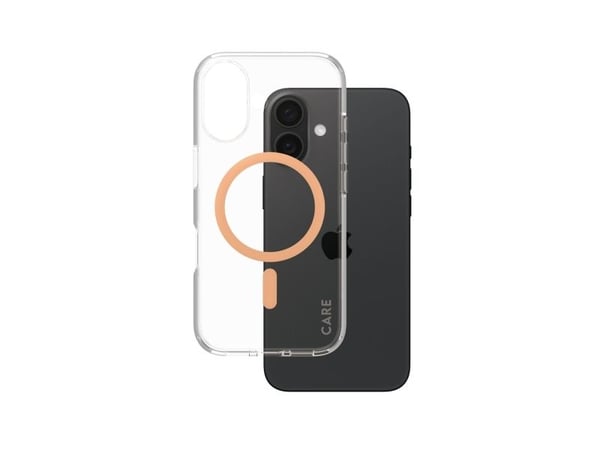 CARE by PanzerGlass Urban Combat - Baksidedeksel for mobiltelefon - MagSafe-samsvar - resirkulert plast - gjennomsiktig, ferskenfarge - for Apple i...