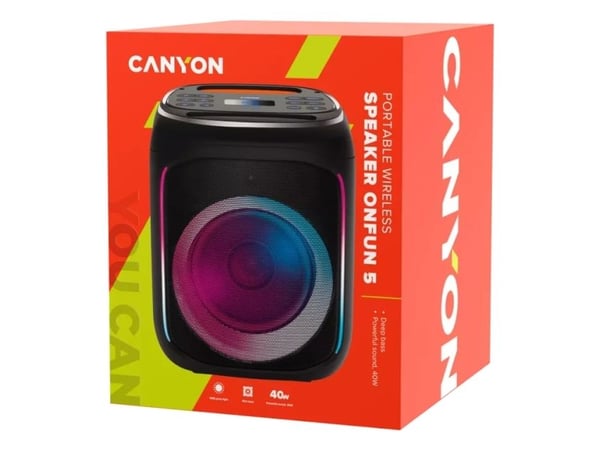 Canyon OnFun 5 - Selskapshøyttaler - for bærbar bruk - trådløs - Bluetooth - 40 watt - svart, oransje