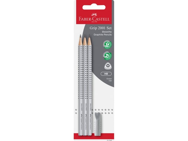Faber-Castell GRIP 2001 - Blyant - grafitt - HB - svart (en pakke 3)