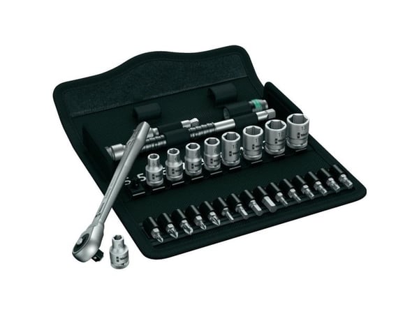 Wera 8100 SA 7, Pipenøkkelsett, Svart, Kromfarget, CE, Skrallehåndtak, 2 stykker, 1/4"