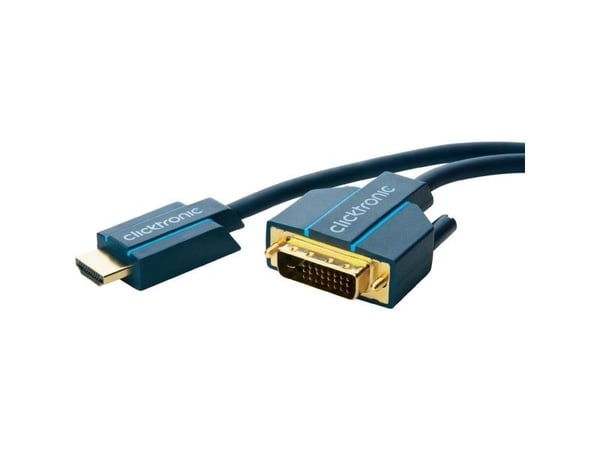 ClickTronic 7.5m HDMI/DVI Adapter, 7,5 m, HDMI, DVI-D, Gull, 4,95 Gbit/s, Blå