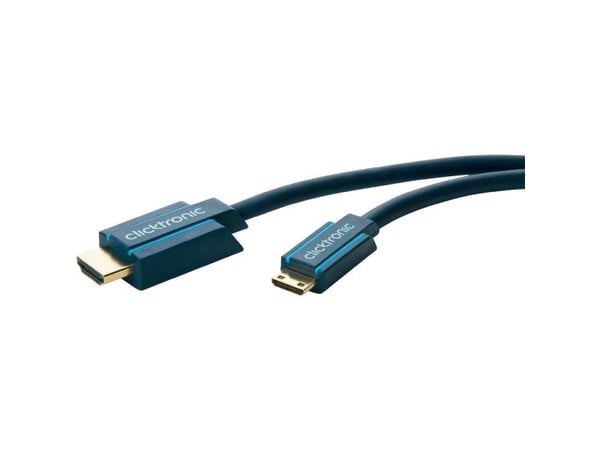 ClickTronic Mini-HDMI, 2m, 2m, HDMI Type C (Mini), HDMI Type A (Standard), 10,2 Gbit/sek, Blå
