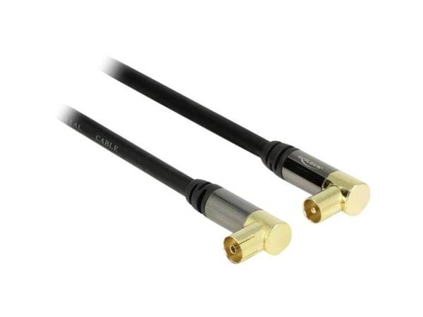 Delock - Antennekabel - UHF-kontakt hunn til UHF-kontakt hann - 1 m - koaksial - svart - vinkelkontakt