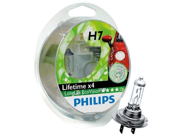 Philips LongLife EcoVision 12972LLECOS2 Lengre levetid, 55 W, 12 V, H7, 3100 K, 2 stykker