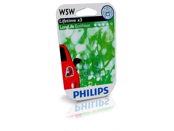 Philips Longlife EcoVision W5W 12V - Sæt