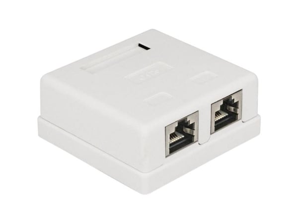 Delock Modular Wall - Stik til montering på overflade - CAT 6 - STP - RJ-45 X 2 - hvid