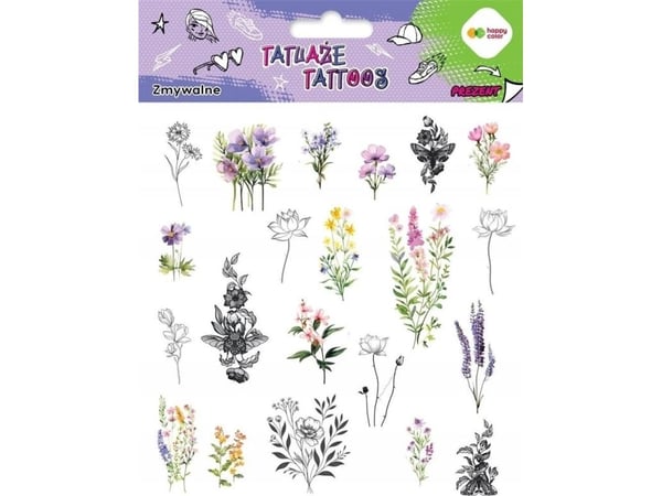 Tvättbara blommor HAPPY COLOR tatueringar