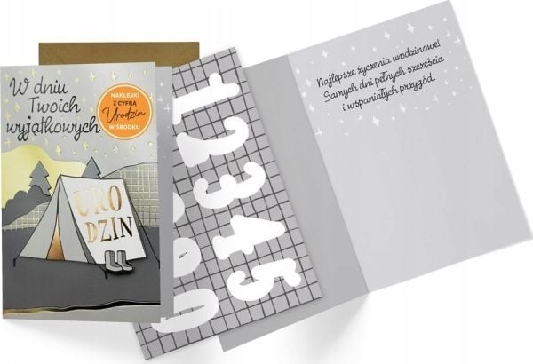 KUKARTKA Gratulasjonskort B6 Bursdag (utskiftbare sifre)