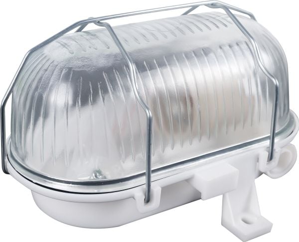 Orno BODRUM armatur E27 maks. 15 W IP54 glasskjerm ståldeksel, hvit