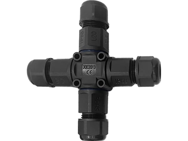 Orno kabelkontakt, fyrdubbel X-typ fördelare med snabbkoppling, IP68, 3x4mm², 400V/16A