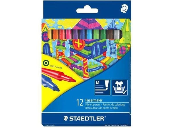 Staedtler 325, Medium, 12 farger, 1 mm, Flerfarget, Rund, 12 stykker