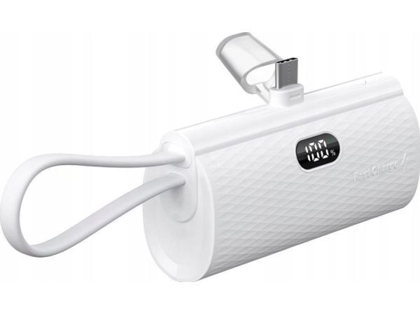 ForCell F-ENERGY powerbank Power Plug F5K3 5 000 mAh med innebygd USB-C PD 20W hvit