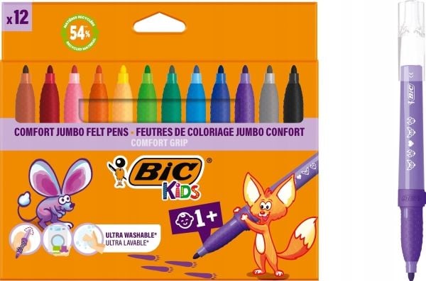 BIC 517250, 12 väriä, Valikoidut värit, 0,8 mm, Monivärinen, Pyöreä, Lapset
