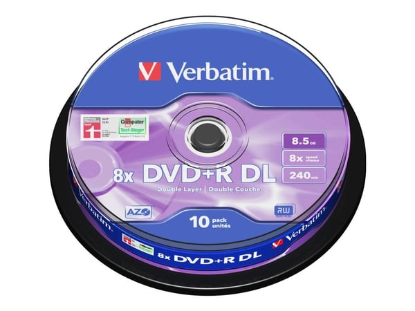 Verbatim - 10 x DVD+R DL - 8.5 GB 8x - matt sølv - spindel