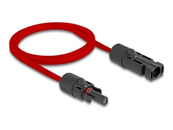 Delock - Solar cable - DL4 (hann) til DL4 (hunn) - 1000 V - 1 m - flat - rød