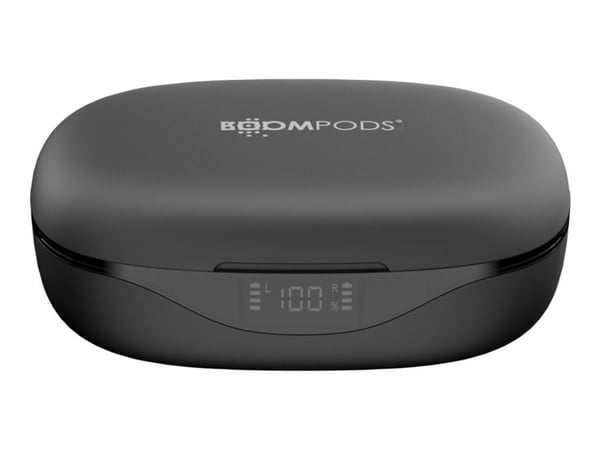 Boompods Sportpods ocean - True wireless-hodetelefoner med mikrofon - i øret - over-øret-montering - Bluetooth - svart
