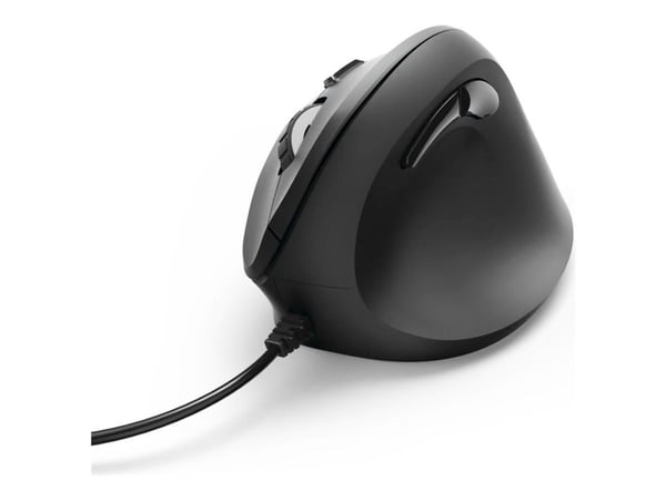 Hama Vertical Ergonomic - Vertikal mus - ergonomisk - högerhänt - optisk - 6 knappar - kabelansluten - USB - svart