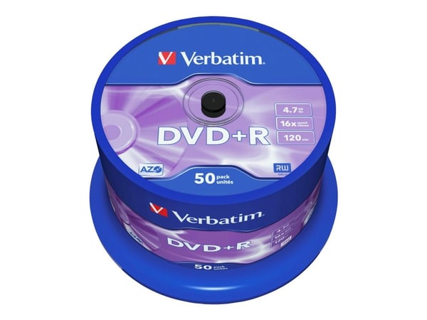 Verbatim - 50 x DVD+R - 4.7 GB 16x - matt sølv - spindel
