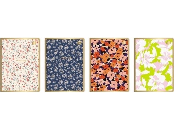 Interdruk anteckningsblock A5/80K rutig Metallic Floral (10 st)