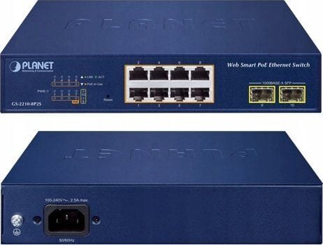 PLANET 8-Port 10/100/1000T 802.3at, Håndtert, L2, Gigabit Ethernet (10/100/1000), Full tosidig