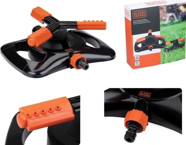 Aptel roterende sprinkler 3-armet hage 15 dyser black decker