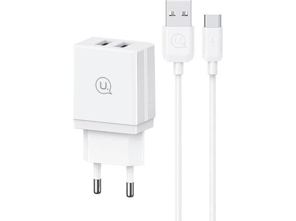 Ładowarka Usams USAMS Ład. siec. 2xUSB-A + kabel USB-C/ USB-A Fast Charging biały/white series HC HC HCXLTZ03