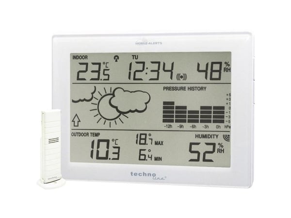 Technoline MA 10410, Hvit, Inne hygrometer, Inne Termometer, Utendørs Fuktighetsmåler, Utendørs Barometer, Barometer, Termometer