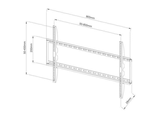 TECHly - Monteringssett (veggmontering) - Fixed Slim - for LCD-skjerm - svart - skjermstørrelse: 42"-80"