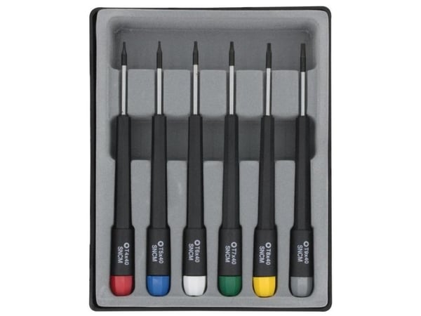 Donau Elektronik skrutrekker-/bitssett elektronikk/finmekanikk 6 deler innvendig sekskant (TX)