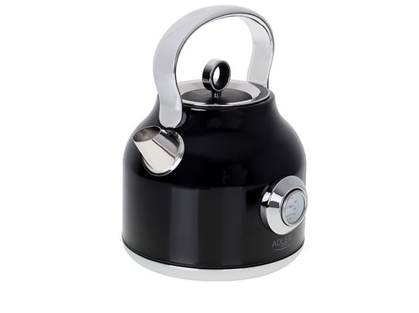 Adler vannkoker med termomet AD 1346b Elektrisk 2200 W 1,7 L Rustfritt stål 360° rotasjonsbase Svart