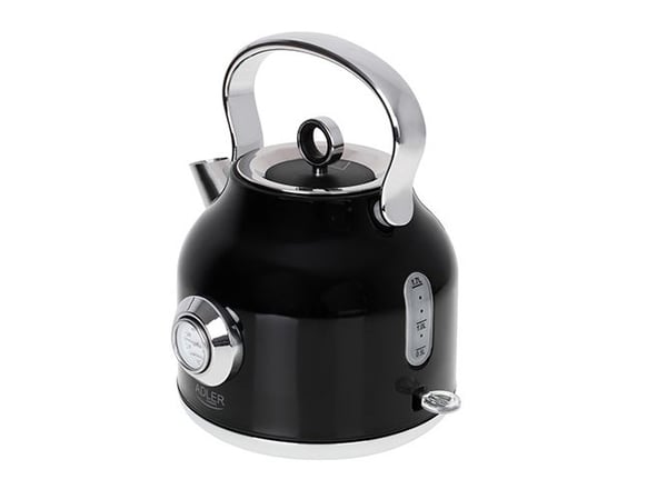 Adler vannkoker med termomet AD 1346b Elektrisk 2200 W 1,7 L Rustfritt stål 360° rotasjonsbase Svart