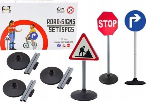 LeanToys pedagogiskt set stora vägmärken 76 cm 3 st