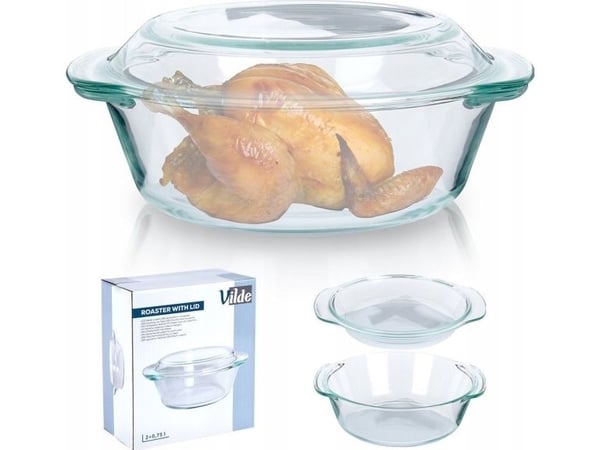 Varmebestandig skål med glasslokk 2 l + 750 ml