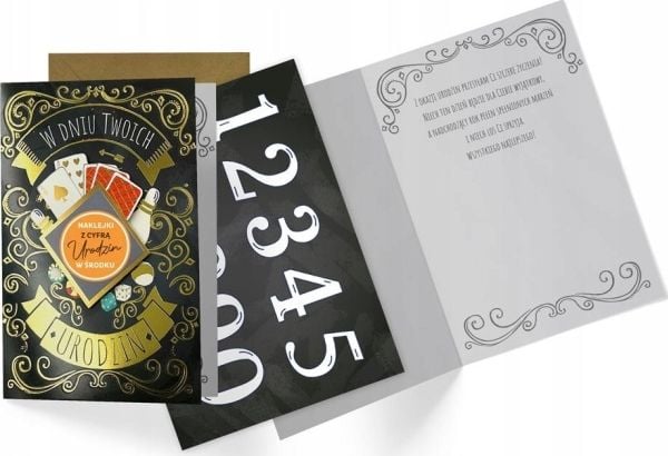 KUKARTKA gratulasjonskort B6 bursdag (utskiftbare tall)