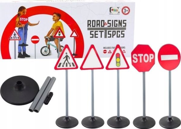 LeanToys utdanningssett varsel-/veiskilt 5 stk, 70 cm
