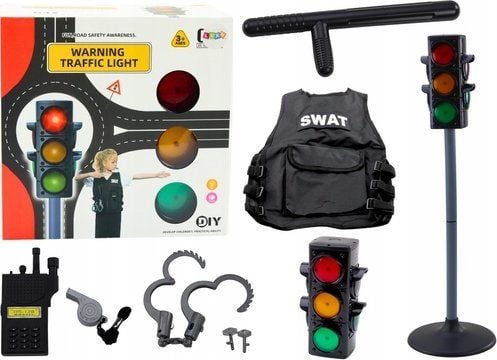 LeanToys pedagogisk politisett for trafikkdirigering signal 10 el