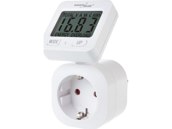 GreenBlue-energiamittari, wattimittari, 16A, max. 3680W, muistilla varustettu alamittari, GB615 F