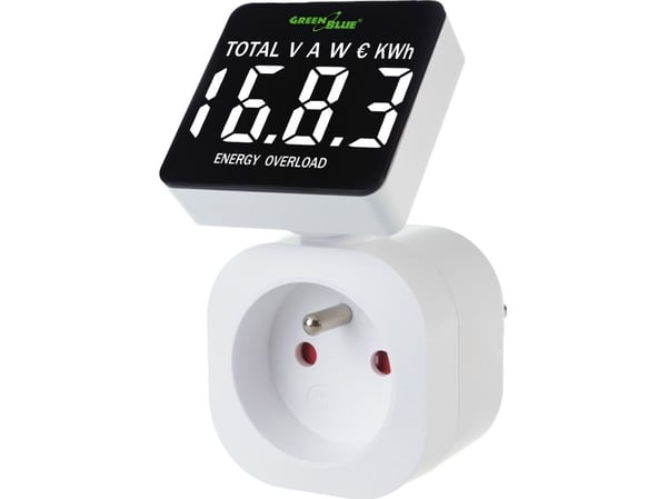 GreenBlue-energiamittari, wattimittari, 16A, max. 3680W, muistilla varustettu alamittari, GB620 E
