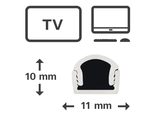 Hama kabelgenomföring, 4 delar, självhäftande, halvcirkelformad, 100 x 1,1 x 1 cm, PVC, vit (00220980)