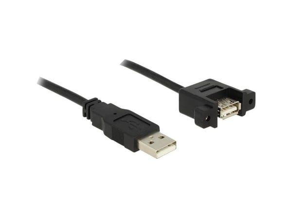 Delock - USB-forlengelseskabel - USB (hunn) til USB (hann) - USB 2.0 - 1 m - tommelskruer - svart