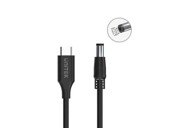 Unitek USB-C - DC 5,5 x 2,5 mm 1,8 m USB-kaapeli Musta (C14116BK-1,8M)