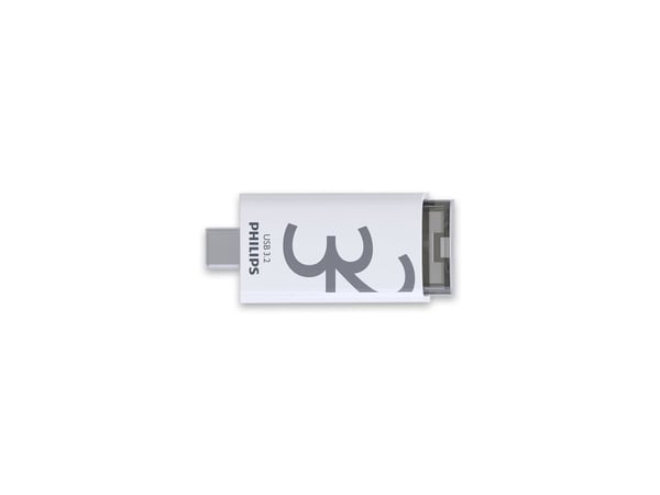 Philips Click, 32 GB, USB Type-C, 3.2 Gen 1 (3.1 Gen 1), 120 MB/s, Med lokk, Gjennomsiktig, Hvit