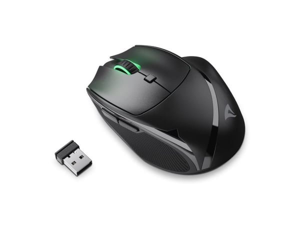 Sharkoon OfficePal M25W - Mus - optisk - 6 knapper - trådløs, kablet - 2.4 GHz - USB trådløs mottaker - svart - hengeboks