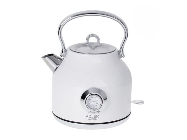 Adler vattenkokare med termometer AD 1346w Elektrisk, 2200 W, 1,7 l, rostfritt stål, 360° vridbar bas, vit (AD 1346 WHITE)