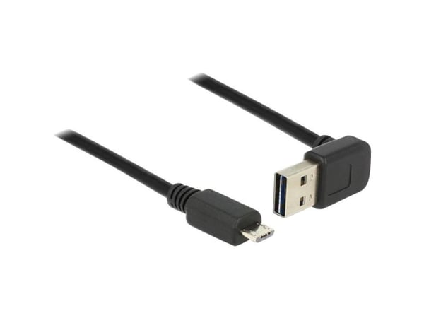 Delock EASY-USB - USB-kabel - USB (hann) til Micro-USB type B (hann) - USB 2.0 - 1 m - 90° kontakt - svart