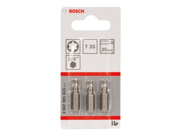 Bosch Extra Hard - Spiss for skrutrekker - 3 deler - 1/4" - torx - T25 - lengde: 25 mm