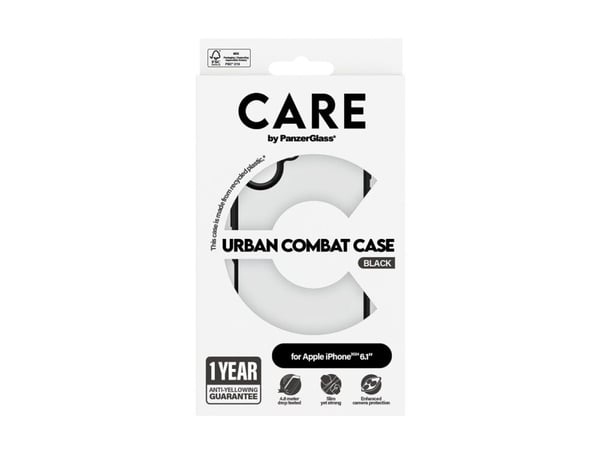 CARE by PanzerGlass - Baksidedeksel for mobiltelefon - flaggskip - MagSafe-samsvar - polykarbonat, termoplast-polyuretan (TPU) - svart - for Apple ...