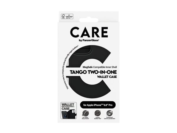 CARE by PanzerGlass Tango - Lommebok for mobiltelefon - to-i-én - MagSafe-samsvar - polykarbonat, polyuretanlær