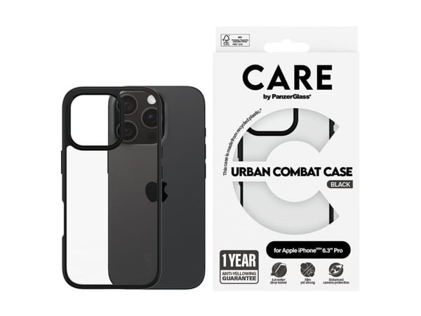 CARE by PanzerGlass - Baksidedeksel for mobiltelefon - flaggskip - MagSafe-samsvar - polykarbonat, termoplast-polyuretan (TPU) - svart - for Apple ...