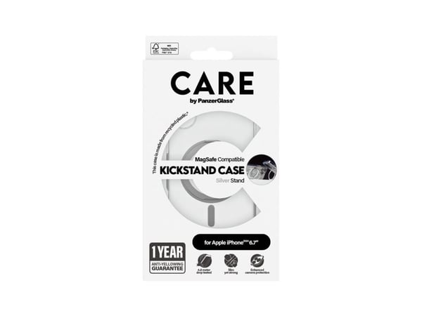 CARE by PanzerGlass Urban Combat Suojakuori Hopea Läpinäkyvä Apple iPhone 16 Plus